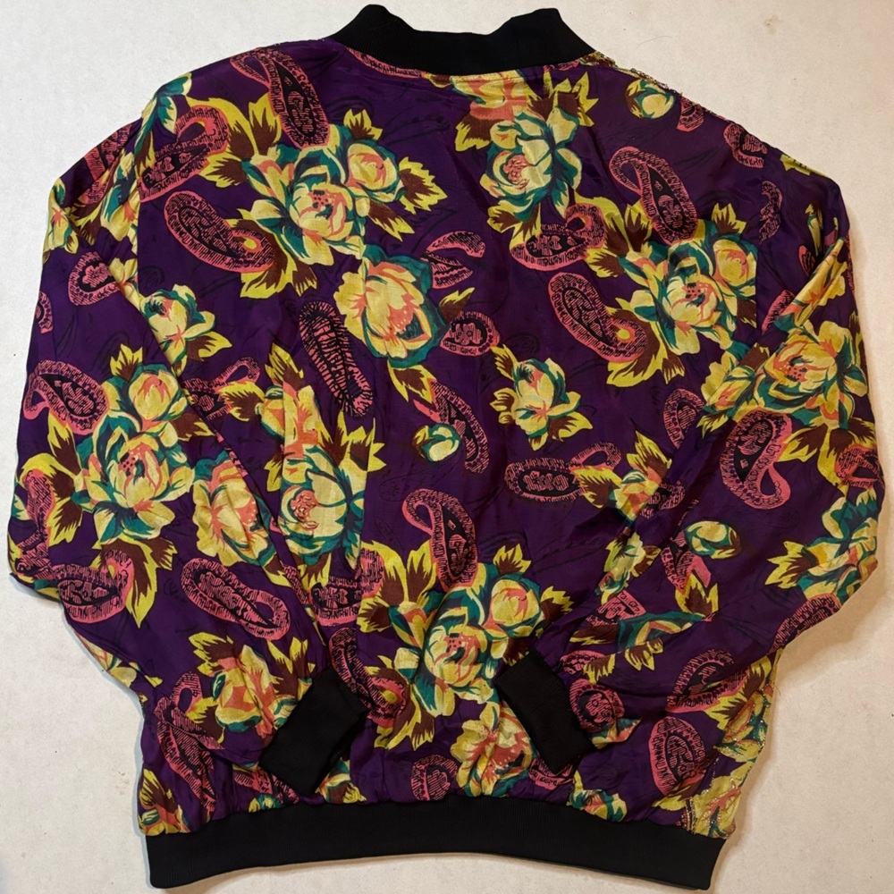 After All Vintage Floral Paisley Lightweight Jacket Purple Metallic Small 90s - Picture 9 of 9